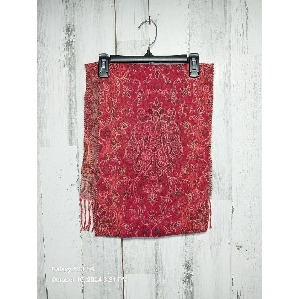 Preston & York Autumn Red Orange Scarf Made In Germany Acrylic 62x11.5 Inches